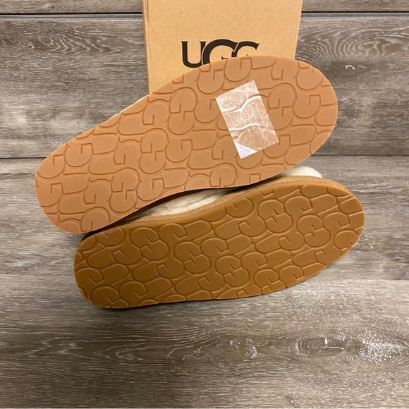 UGG | Annia Peep Toe Sheepskin Slide Slippers Chestnut Cream NEW - Picture 7 of 8